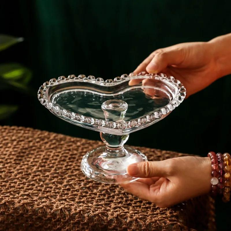 Support à gâteau en verre style nordique avec pied, Assiette à dessert élégante pour goûter, Plateau de service moderne pour snacks et fruits