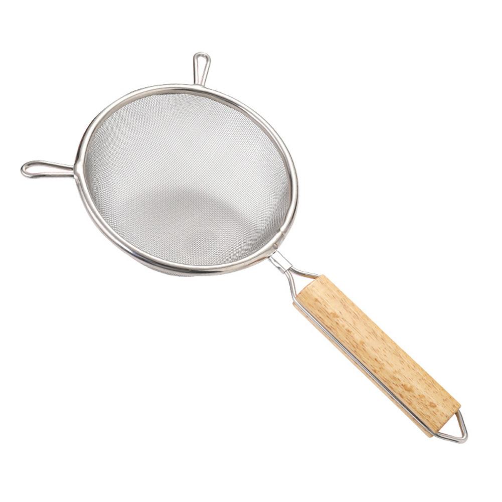 Stainless Steel Large Filter Screen with Wood Handle Deep Fried Scoop for Home Kitchen Cooking