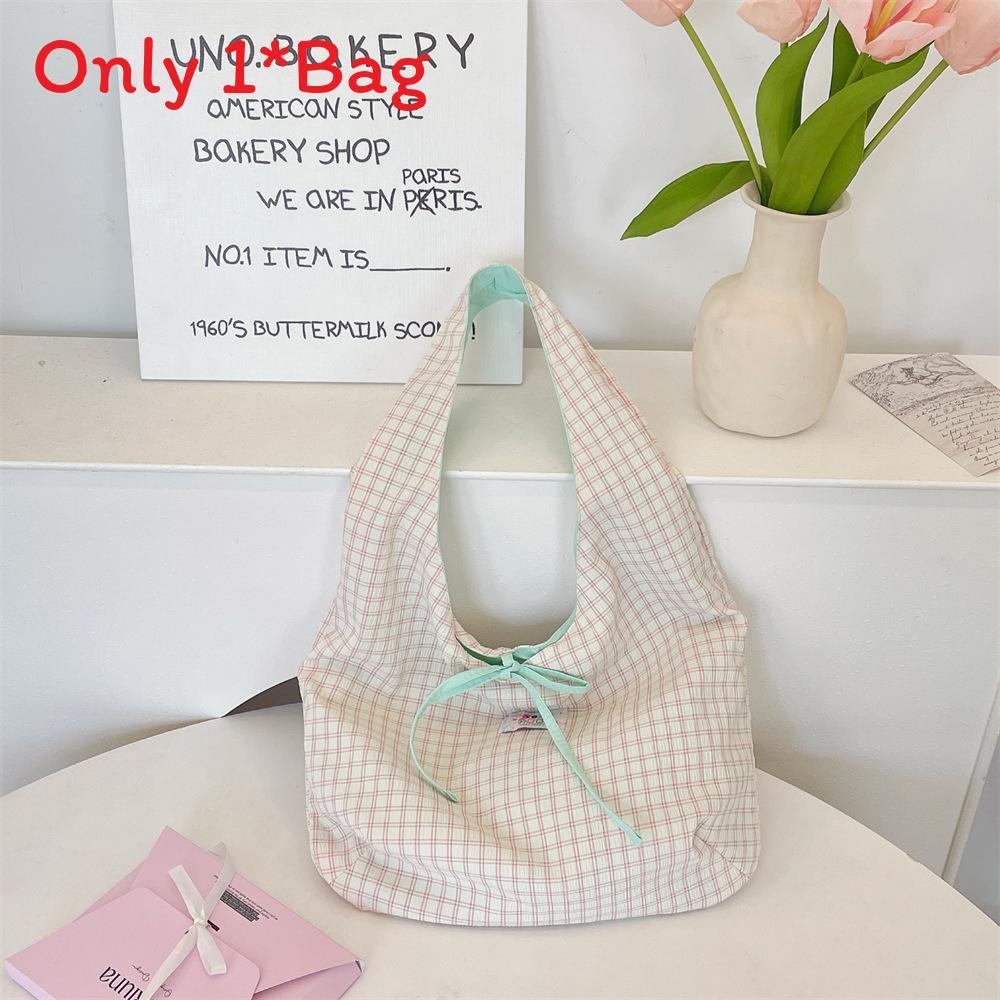 Fashion Checked Tote Bag For Women With Polyester Material And Large Capacity For Daily Use