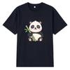 Asian Size Cotton Unisex Print T-shirt Cartoon Bamboo Panda No-Cut Heat Transfer Print Tshirt Regular Fit