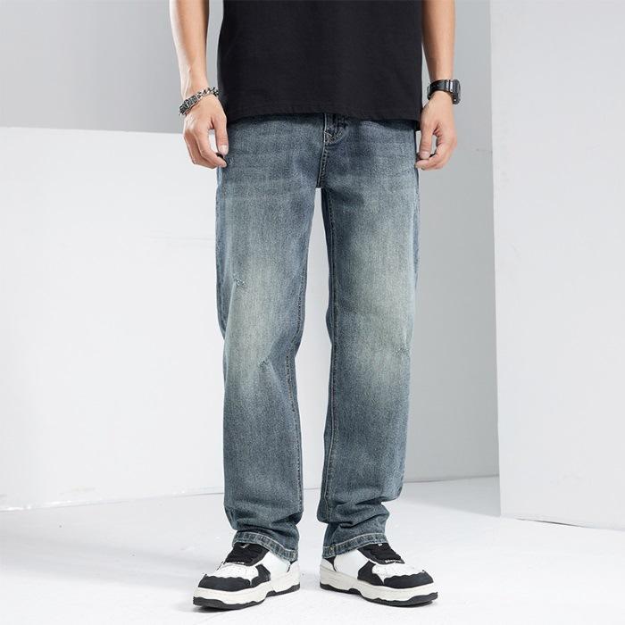 

Новые мужские джинсы свободного прямого кроя стрейч в американском стиле хай-стрит для весны и лета 40 синий