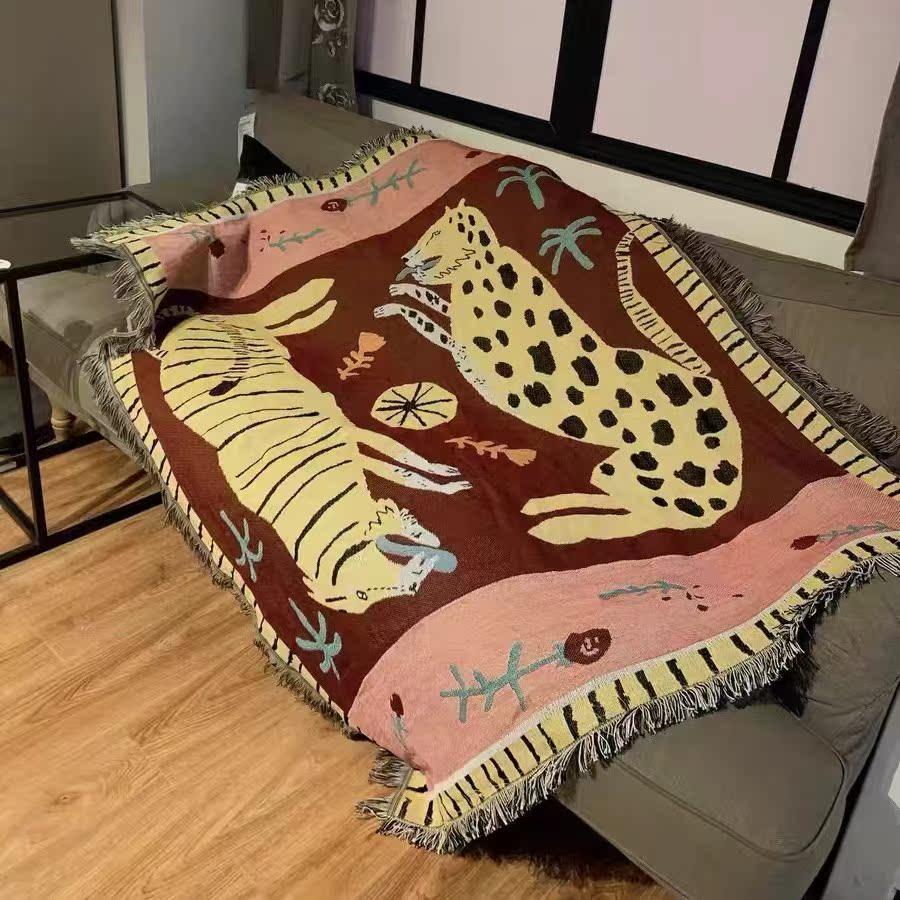 

Beach Pink Blankets for Sofa Jacquard Leopard Blanket Knitted Throw Sofa Blanket Bedspread Sofa Cover Tapestry for Home Decor 130x160cm