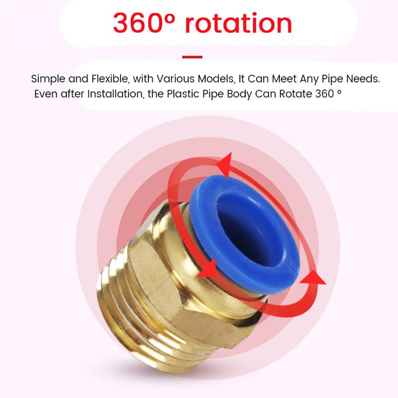 PC Pneumatic Air 10Mm 8Mm 12Mm 6Mm 4Mm Hose 1/4In BSP 1/2In 1/8In 3/8In Male Thread Air Nipple Quick Coupling-B61B