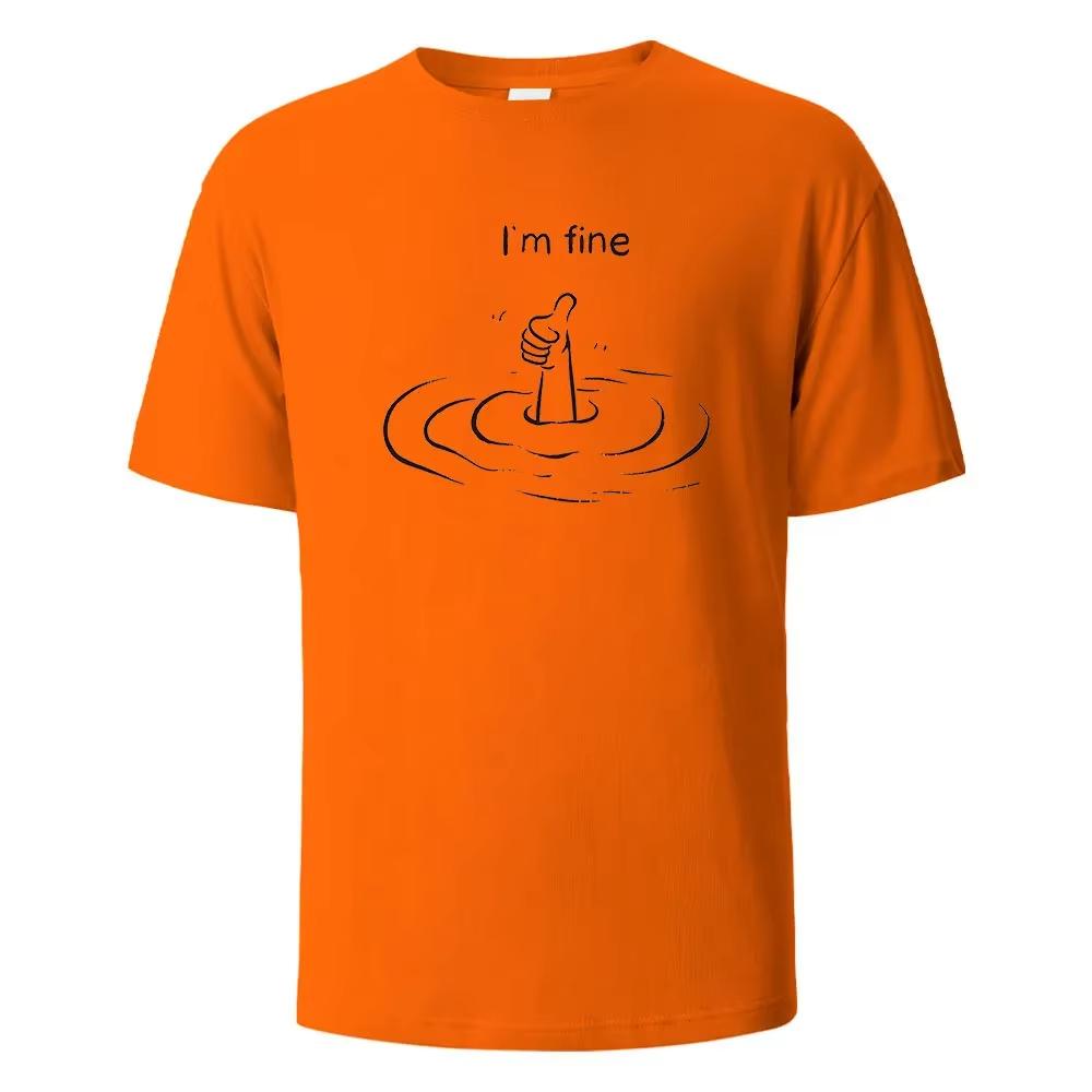 I'm Fine Print T-Shirt Summer Tees For Men Women Oversize Casual Short Sleeve Tops