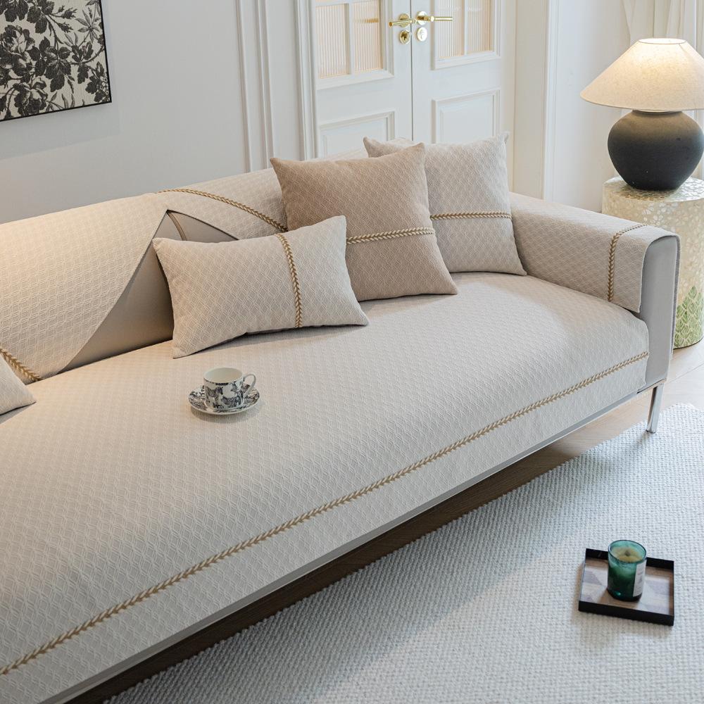 Light French Cream Blizzard Neil Sofa Cushion Universal In All Seasons New Backrest Cover Cloth Towel Non-Slip Cushion