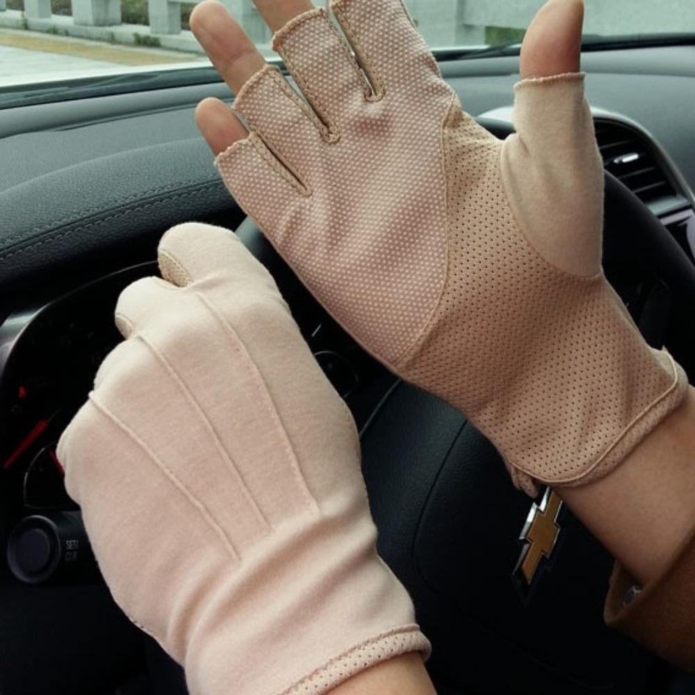 Driving Sunscreen Gloves Men's Thin Half-finger Cotton Gloves