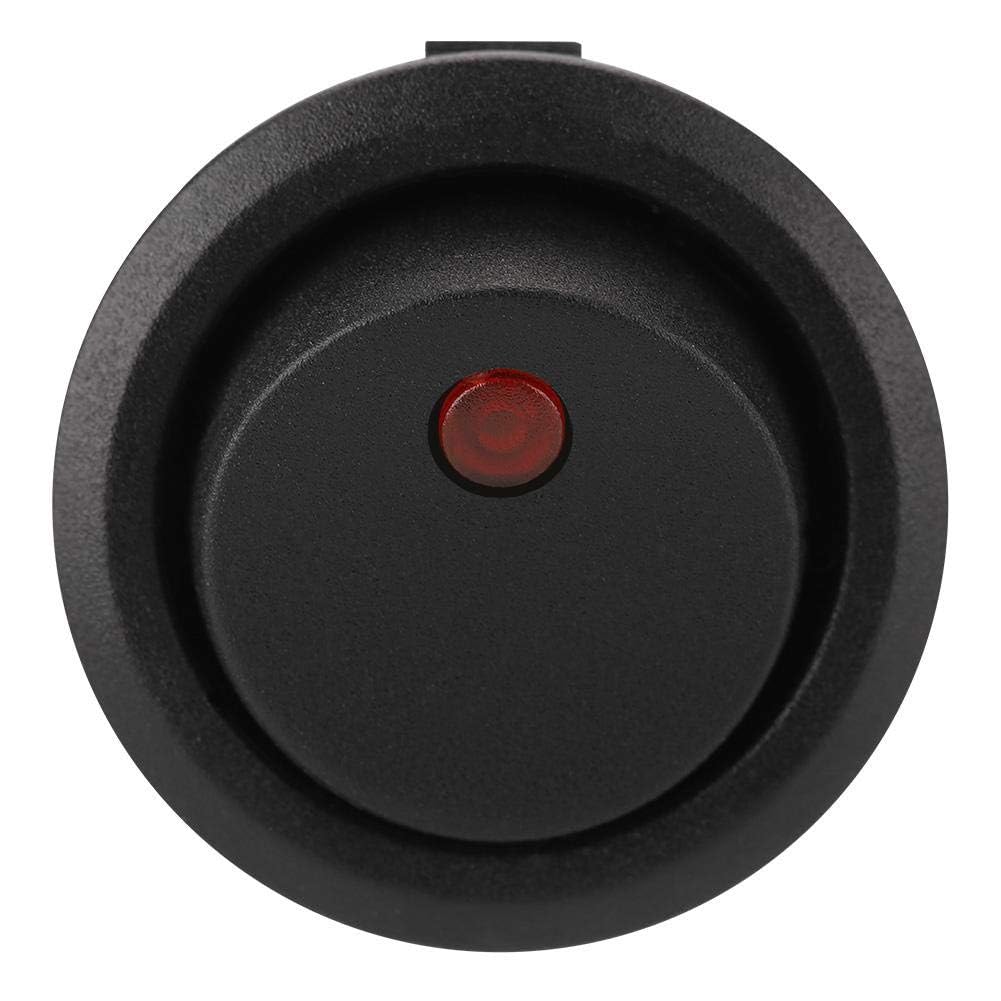 12V Round Automotive Rocker Switch, Weatherproof Electrical LED Illuminated ON Off Toggle Spst Switch Vehicle Electrical Accessory for Car Van Boat