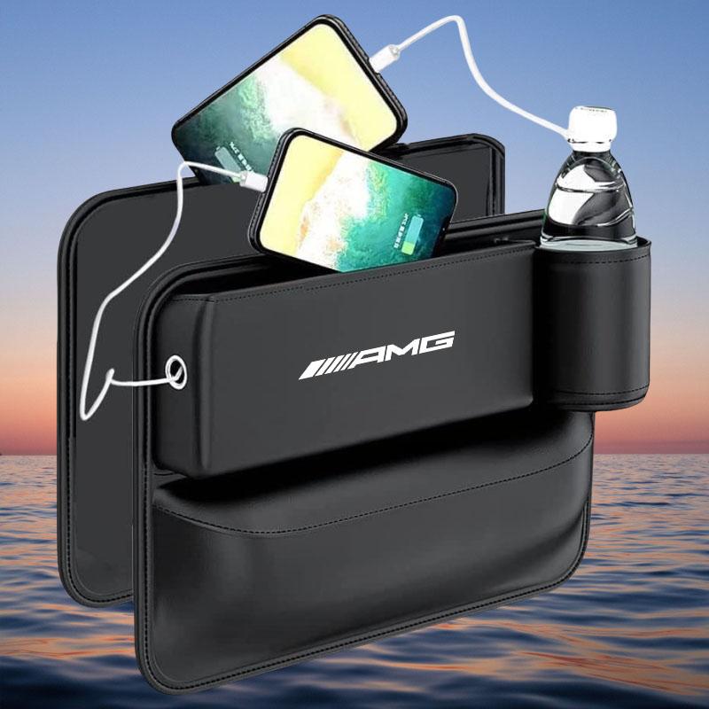 Car Seat Gap Storage Box Leather Cup Holder for Mercedes Benz AMG W220 W221 W222 W217 W230 W204 W205 W203 W246 W245 Accessories