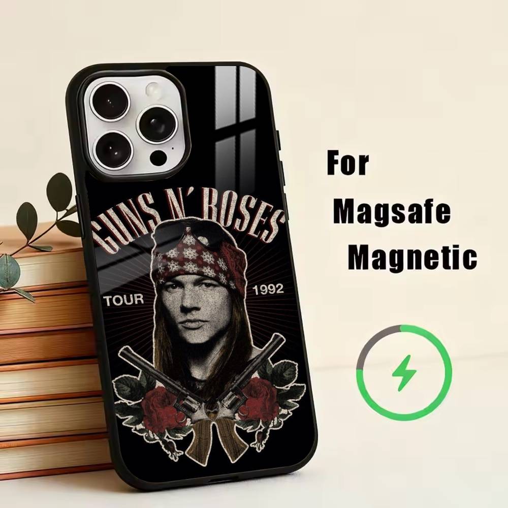 Band G-Guns N' Roses Phone Case For Magsafe Wireless Charging For iPhone17,16,15,14,13,12,11 Plus,Pro Magnetic