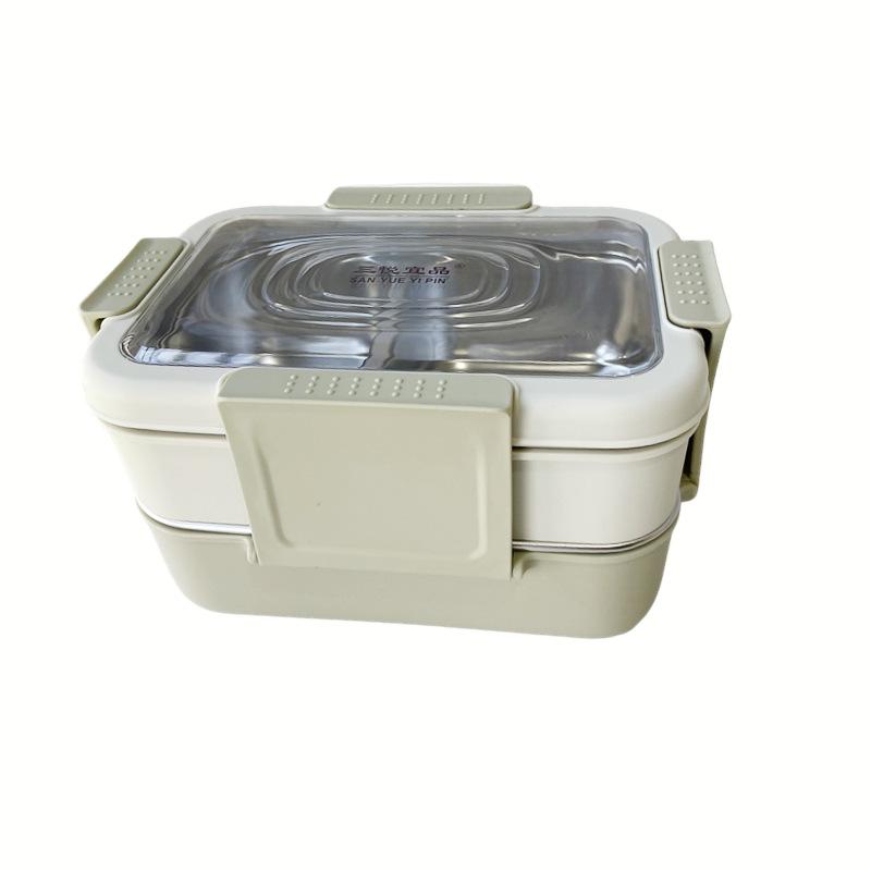 Stainless Steel Double-Layer Insulated Lunch Box, Large Capacity Compartmentalized Bento Box for Students & Office Workers