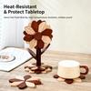 Folding Sunflower Wooden Trivet, Round Anti‑Scald Hot Pot Mat Creative Table Coaster for Home Table Decoration
