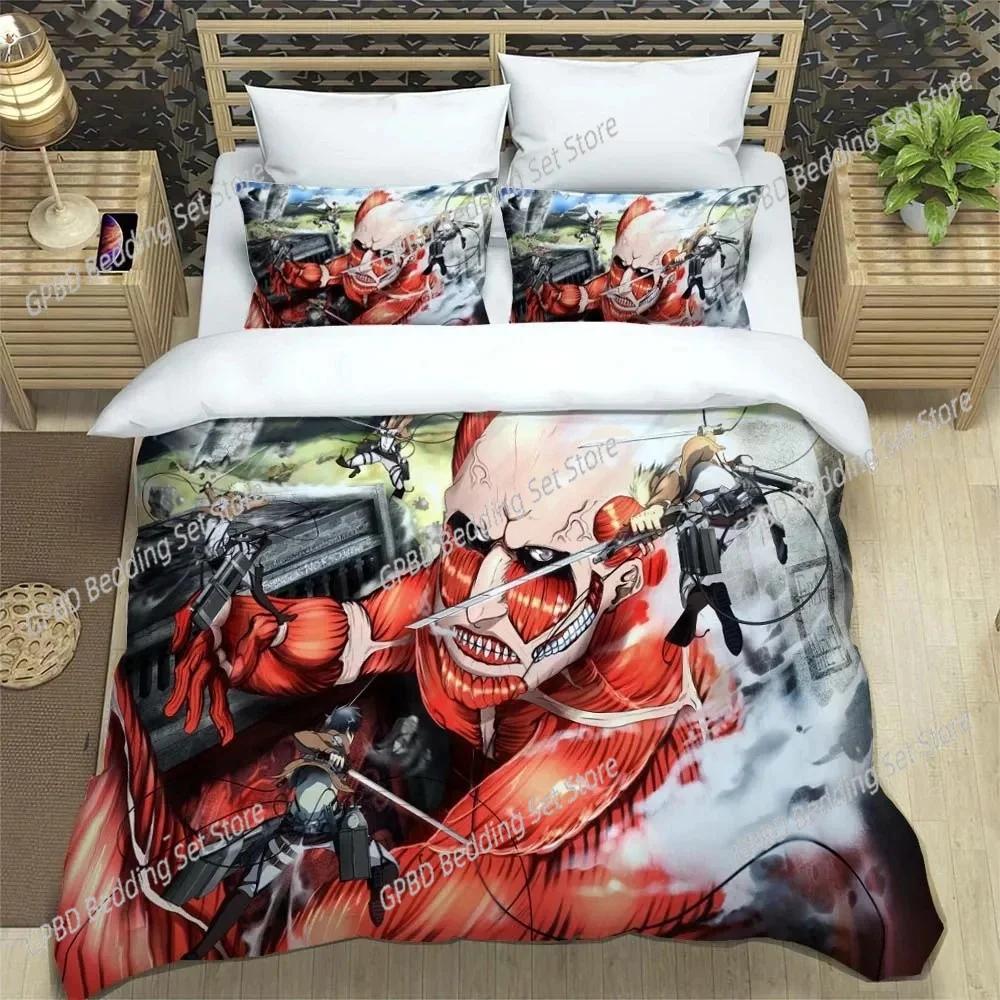 Attack On Titan Printed Polyester Bedding Bedding Set Quilt Cover Pillowcase Soft And Comfortable Customizable