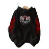 Dark wind gothic letter print hooded sweater men and women the same red loose street style top