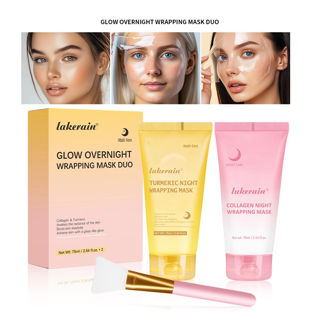 

2 шт./набор Ночная обертывающая маска с куркумой и коллагеном Глубокое увлажнение Увлажняющая ночная маска-пленка для ухода за кожей
