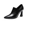 Fashion FHC 2025 Spring New Women Pumps,High Heels Office Lady Soft Leather Work Shoes,Pointed Toes,Side Zip,Black,Dropship