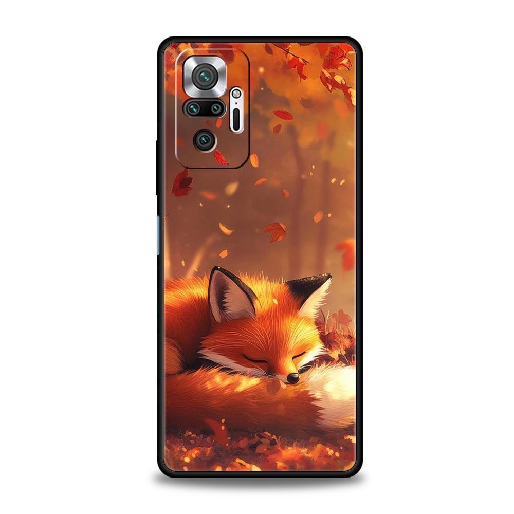 Red Fox Phone Case Cover for Redmi 14C 10C Note 14 13 12 10 11 K40 K50 Pro Plus 5G Shockproof Soft TPU Shell Fundas Capas Bags