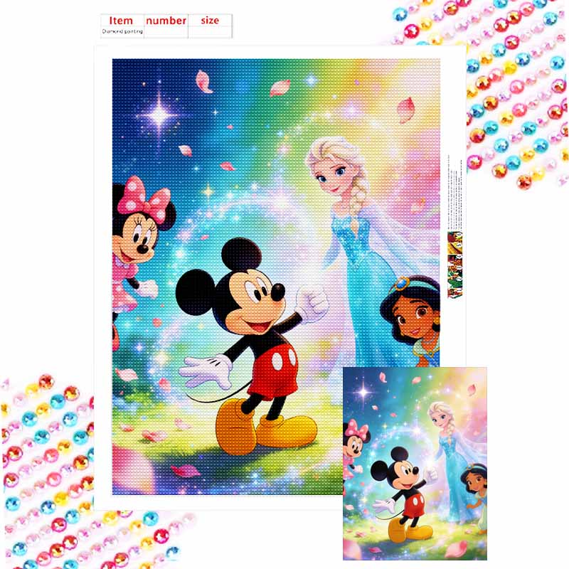 Disney 5D DIY Full Circle Diamond Painting Kit Princesses Characters Home Decor Gift Round 20x30cm