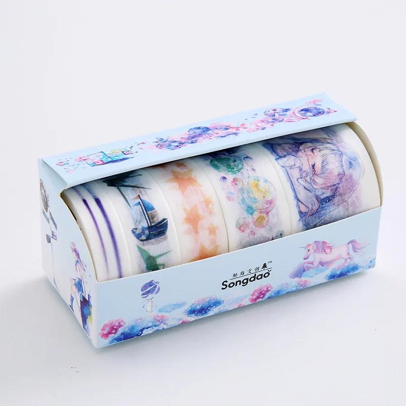 Beautiful Flower Anime Washi Tape Set 9cm Diy Decoration Scrapbooking Planner Masking Adhesive Tape Label Sticker Stationery
