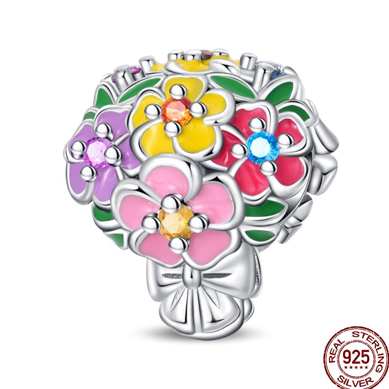 Copper Jewelry Pendant Early Spring Four Leaf Clover Flower Charm Fit Pan Beads Jewelry Birthday Diy Gift Fine Jewelry