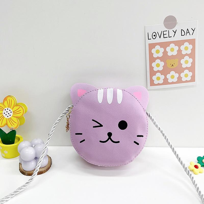 Childrens Cute Cat Pattern Pu Material Small Wallet With Snap Closure For Girls