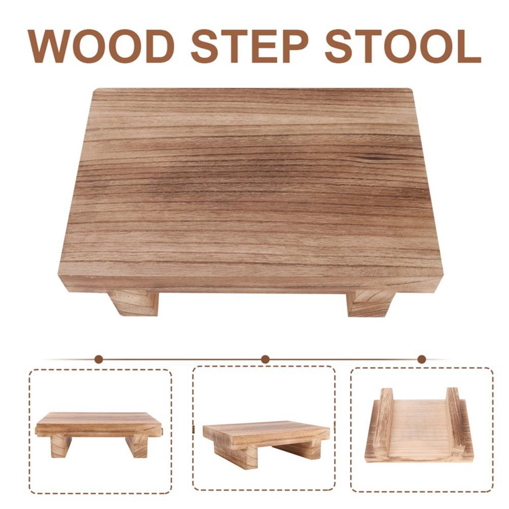 Portable Wood Step Stool Multifunctional Bedside Bathroom & Kitchen Stool with 400 Load Capacity Solid Wood Foot Stool