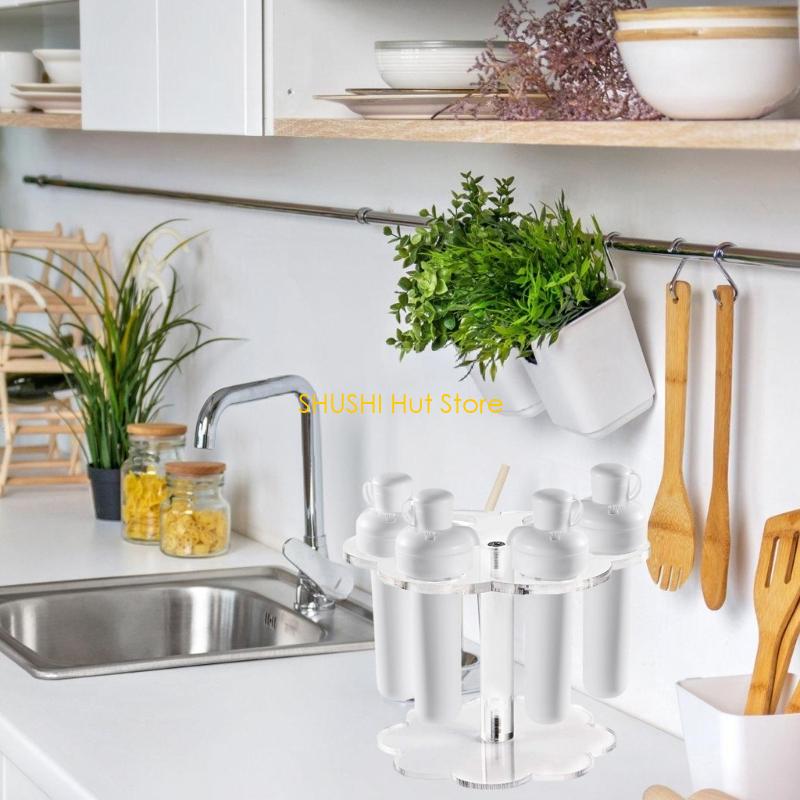 

Multipurpose Acrylic Spice Jar Rack With 6Slots Space Saving Round Kitchen Counter Organizers Sturdy Materials Smooth Front D57B China Mainland