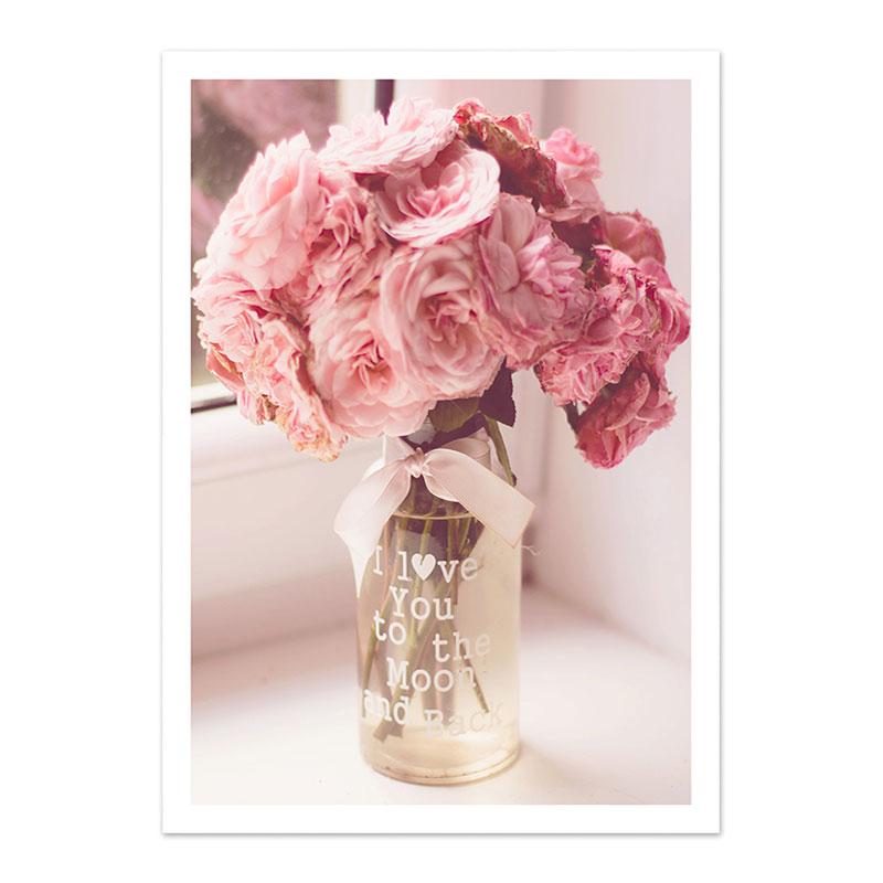 Pink Wall Art Peony Flowers Posters Pictures Quotes Bedroom Wall Decorative Prints Wall Painting for Living Room Decor Art