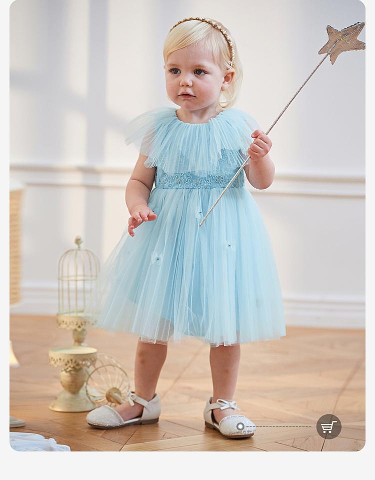 David Bella Children's Dress Summer Dress Girls' Elegant Mesh Princess Dress Baby Casual Dress