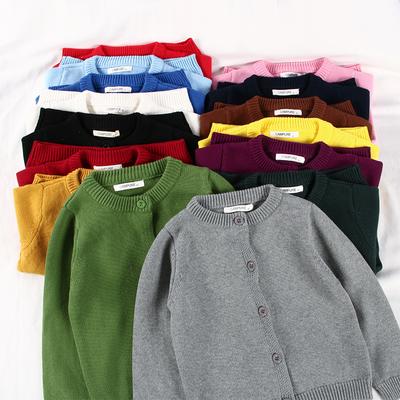 Suéter de color Suéter para niños Cárdigan para niños Suéter para hombres y mujeres Abrigo de punto de algodón para niños 15 colores de suéter