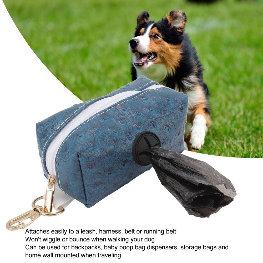 Ostrich Grain Surface Dog Poop Bag Dispenser Leash Hanging Bag  Daily Dog Walking