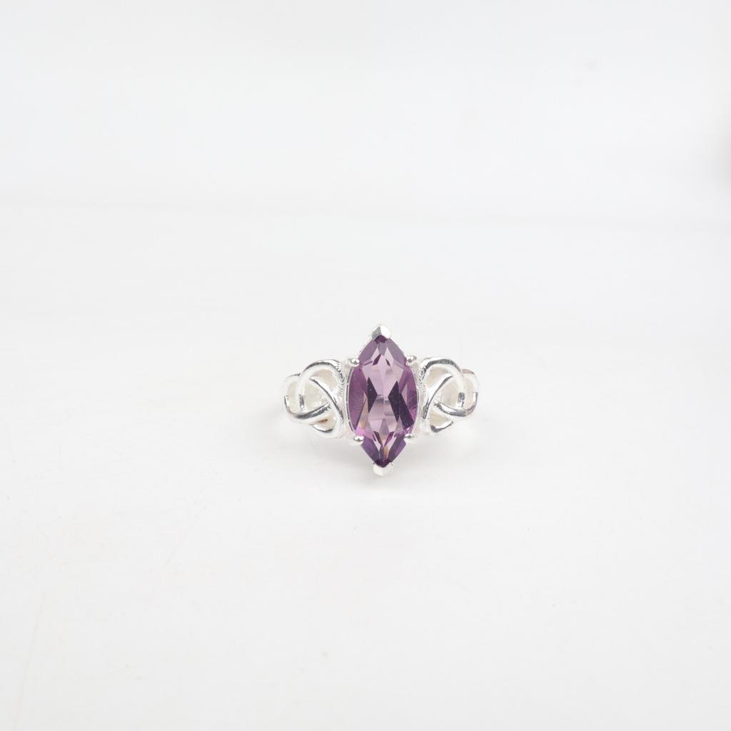 Seltener Amethyst Edelstein 925 Sterlingsilber Schmuck Böhmischer Ring Geschenk für Ehefrau CZR-5-7