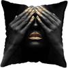Modern Living Room Black Gold African Lady Woman Style Look Art Deco Sofa Pillowcase Cushion Cover