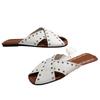 Fashion 2025 New Ladies Shoes Open Toe Women's Slippers Fashion Outdoor Rivet Daily Summer Plus Size Concise Comfortable Flat Slippers