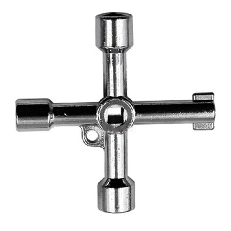 4-Way Multi-Functional Utilities Key Triangle Square Universal Cross Triangle Key Wrench for Faucet Electrical Cabinet