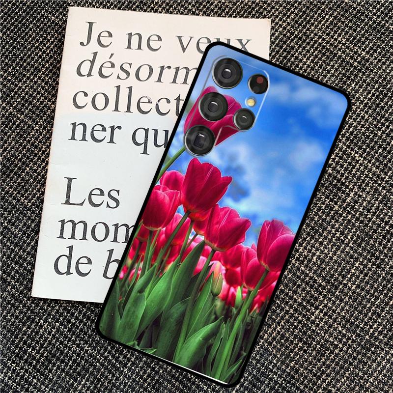 Spring Tulips Flower Case For Samsung Galaxy S25 Ultra S20 S21 S22 S23 S24 Ultra S9 S10 Plus S25 FE Back Cover