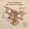 3D Wooden Puzzle Bi-Plane Aircraft Model Kits DIY Assembly 3D Puzzle for Adults Teens Brain Teaser Home Decor Crafts