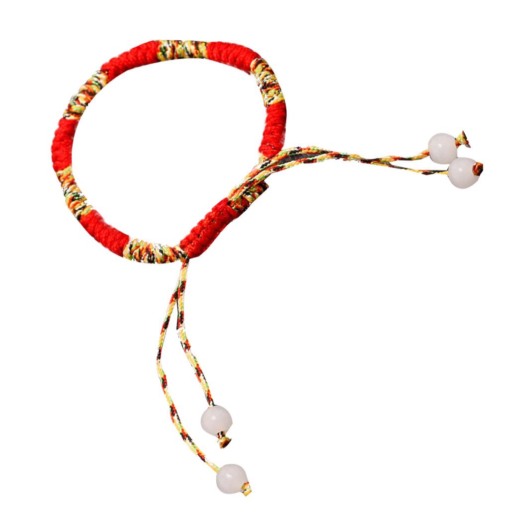 Women Braided Bracelet Adjustable Lucky Woven Rope Bead Handmade Knitted Ethnic Style Hand Chain for Wristband
