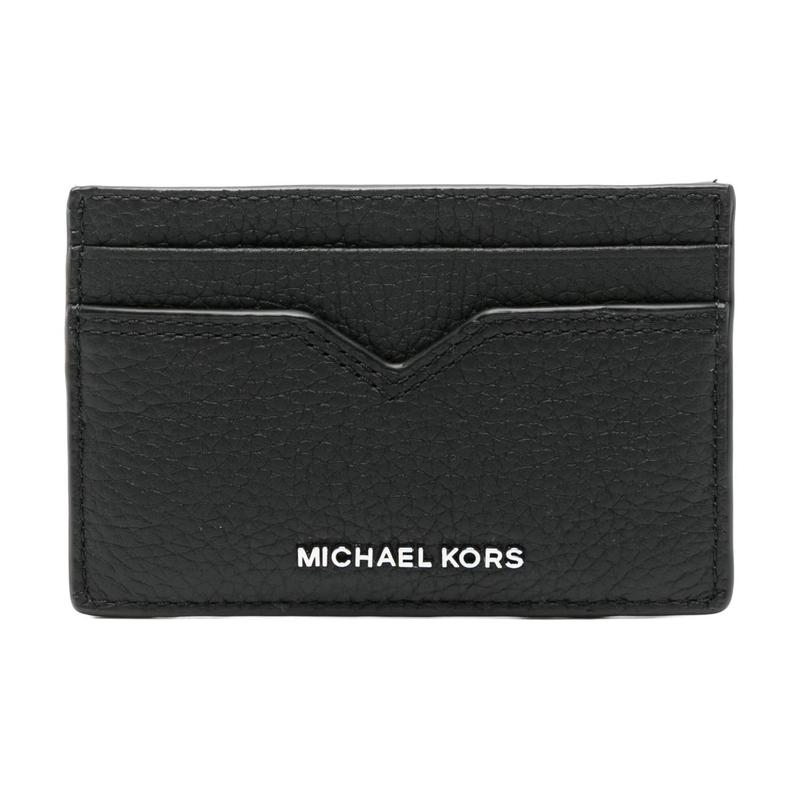 MICHAEL KORS Hudson brand logo pebbled leather card holder men s black чёрный