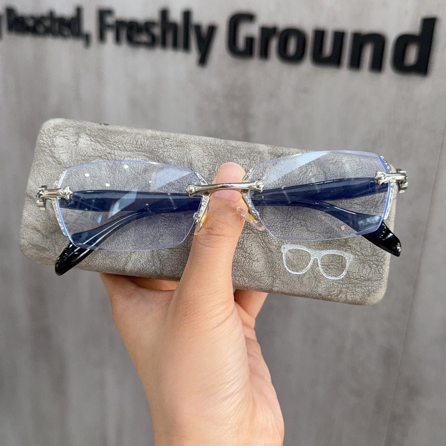 

Женские винтажные металлические безободковые очки Маленькие квадратные безободковые оптические очки Очки Плоские очки для защиты от синего света