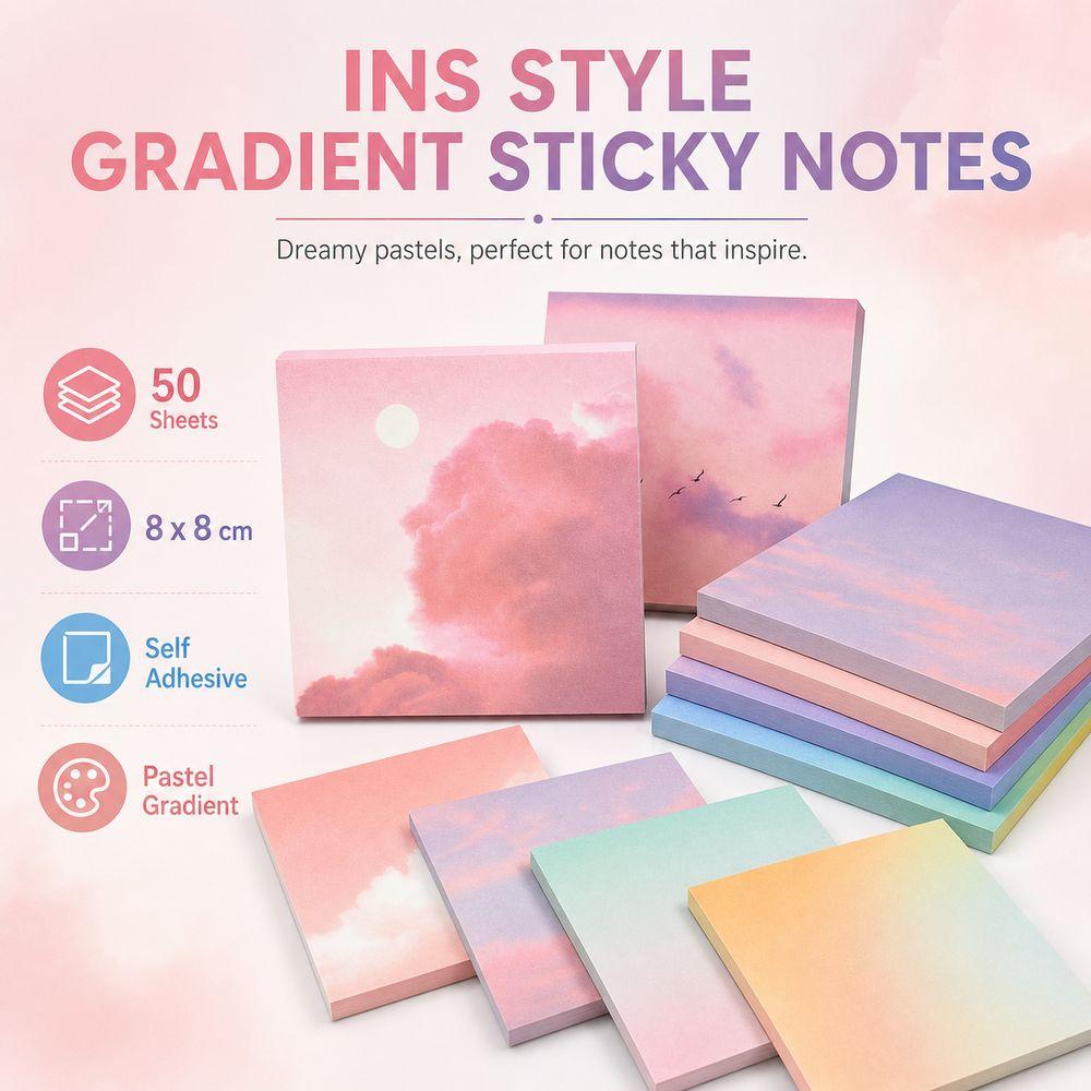 Gradient Color Self Sticky Note Pads 50 Sheets Sticky Note Book New Square Sticky Notes Office Use