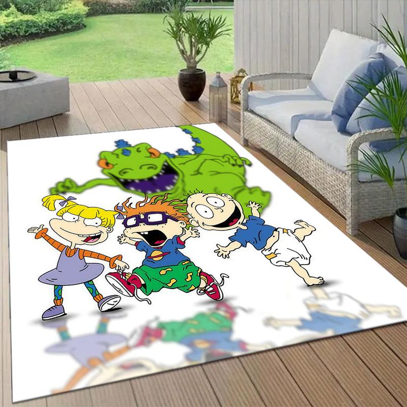 Rugrats Flannel Pattern Square Carpet,Area Rug,Carpet Rug for Living Room Bedroom Sofa Playroom Decor,Non-slip Floor Mat