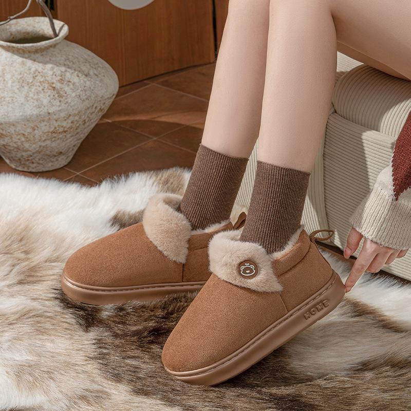 Winter bag and cotton slippers, fashionable versatile non-slip thick-soled velvet warm snow boots, couple cotton shoes
