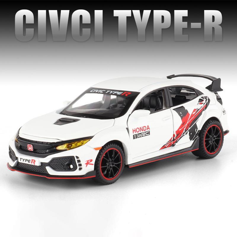 1/32 HONDA CIVIC TYPE-R Diecasts & Toy Vehicles Metal Car Model Sound Light Collection Car Toys for Children Christmas Gift