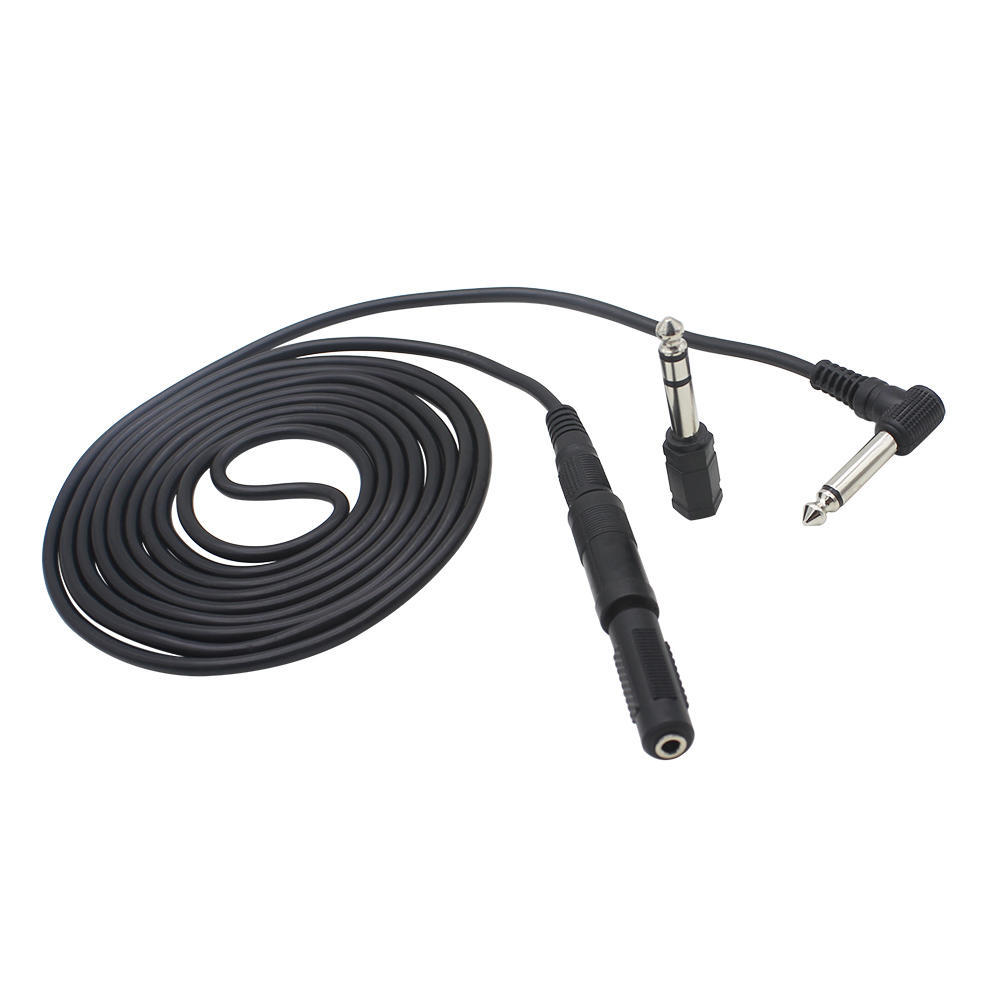 3M  10 Feet Instrument Guitar Audio Cable 1 4 Inch 6.35mm Straight To Right Angle Plug Black ABS Jacket with 3 Adapters