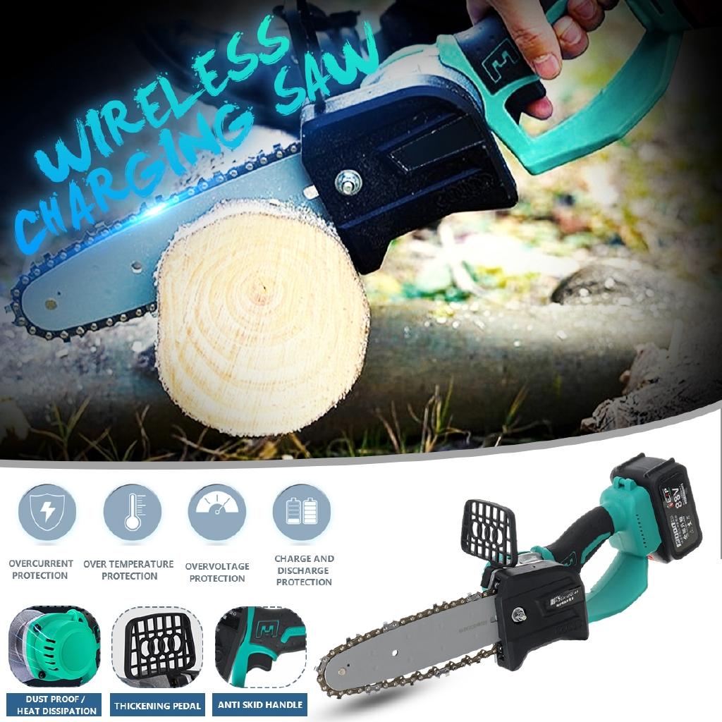 Mini Cordless Portable One-Hand Saw Woodworking Electric Chain Saw Wood Cutter High Hardness Wear-Resistant Chain 88V/198V 1280W