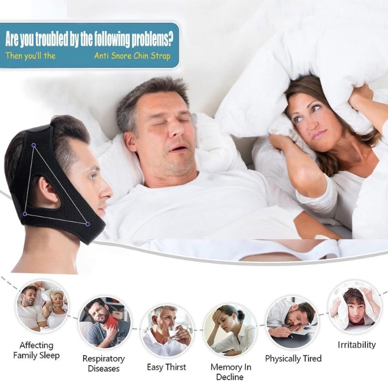 Breathable AntiSnoring Chin Straps Adjustable Design To Prevent Mouth Breathing for 21.65-23.62in Head Circumference