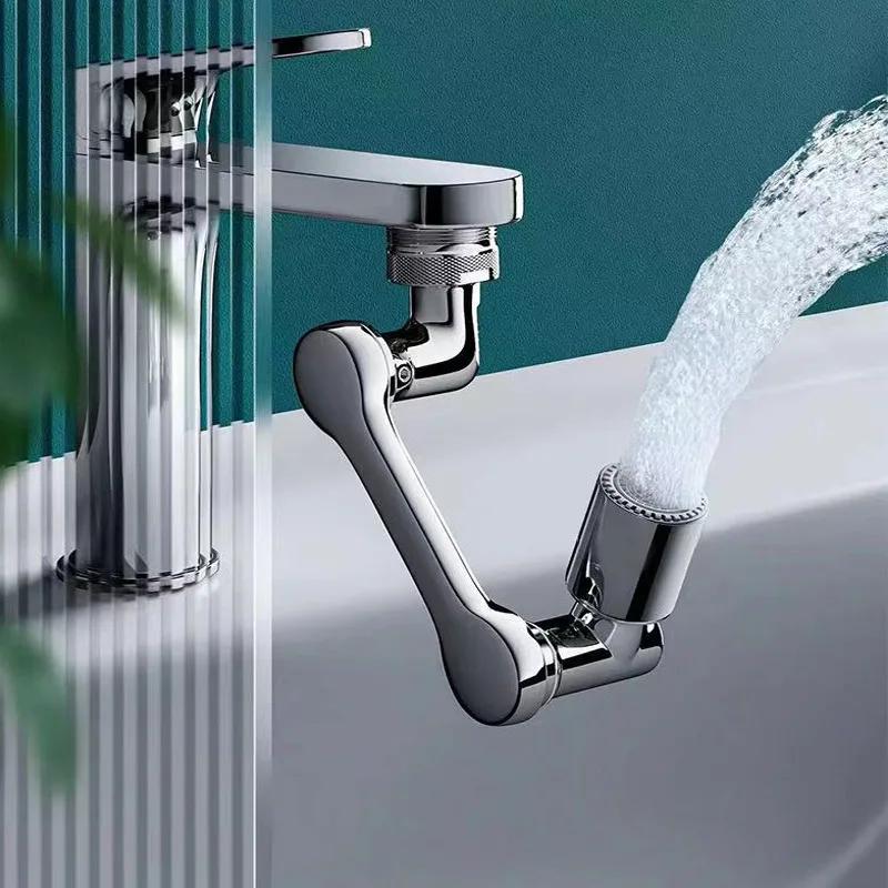 Brass Material Universal 1080 °Swivel Robotic Arm Swivel Extension Faucet Aerator Kitchen Sink Faucet Extender 2Water Flow Mode