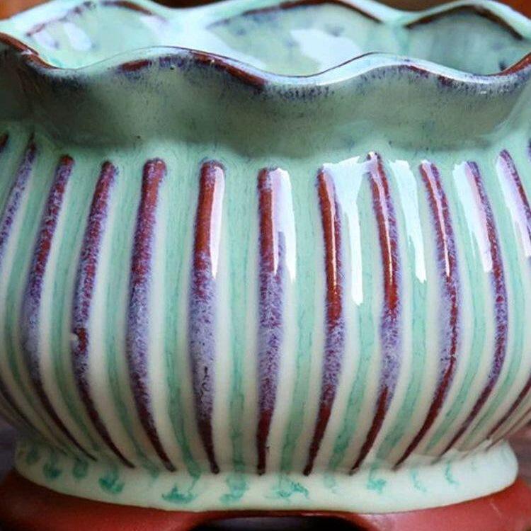 Handmade Retro Zisha Ceramic Pot for Succulents, Orchid, and Asparagus - Breathable Small Flower Pot