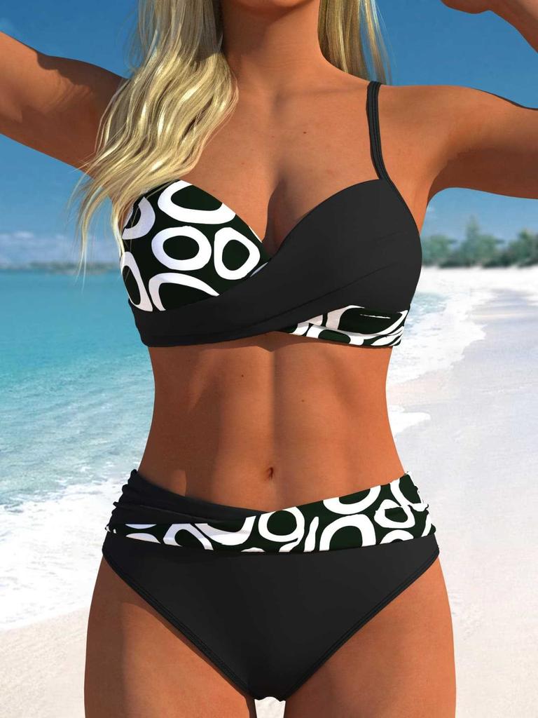 1011 Europejski i amerykański nowy bikini z paskami trójkątna torba podzielony strój kąpielowy nowy