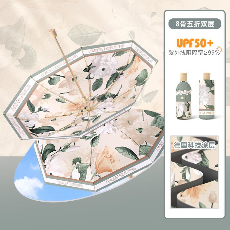 Double Sided Double Layer Sun Protection Umbrella UV Blocking Folding Umbrella for Women Stylish Design